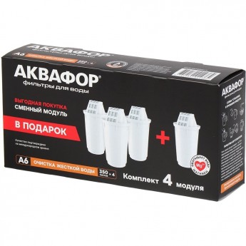 Комплект модулей сменных фильтрующих АКВАФОР А6 (4 шт.) Комплект модулей сменных фильтрующих АКВАФОР А6 (4 шт.)